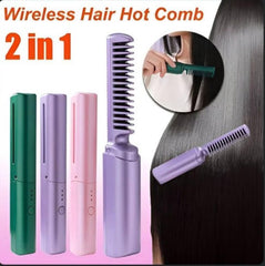 2 In 1 Wireless Mini Rechargable Comb Hair Hot Comb / Travel Comb Hair Straightener, Cordless/wireless, Rechargeable (random Color)