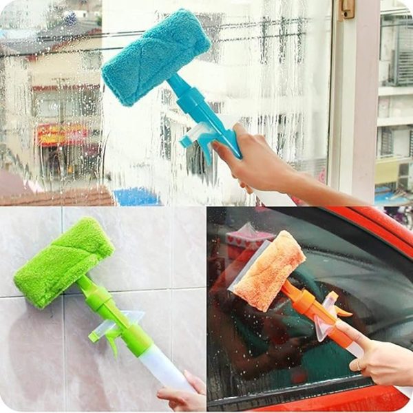 3 In 1 Fiber Wiper Sprayer Wash, Wipe And Soak | Window Squeegee Kit, 3 In 1 Professioanl Window Squeegee Cleaning Tool With Detachable Microfiber Cloth Rubber Scraper