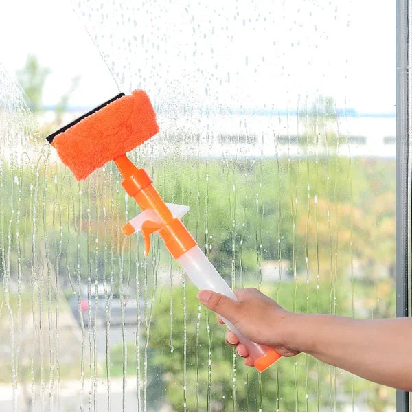 3 In 1 Fiber Wiper Sprayer Wash, Wipe And Soak | Window Squeegee Kit, 3 In 1 Professioanl Window Squeegee Cleaning Tool With Detachable Microfiber Cloth Rubber Scraper
