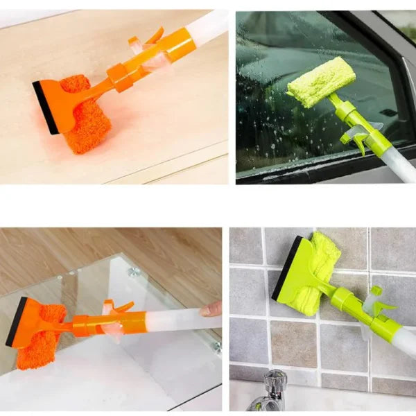 3 In 1 Fiber Wiper Sprayer Wash, Wipe And Soak | Window Squeegee Kit, 3 In 1 Professioanl Window Squeegee Cleaning Tool With Detachable Microfiber Cloth Rubber Scraper