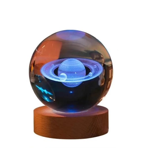 3d Crystal Moon Randomly Design Crystal Planet Globe 3d Laser Engraved Solar System Ball With Touch Switch Led Light Base Astronomy Decor (random )