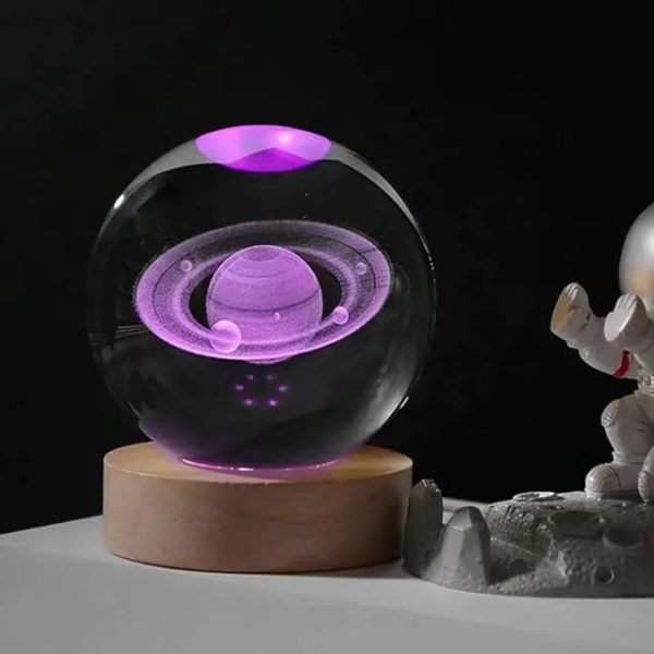 3d Crystal Moon Randomly Design Crystal Planet Globe 3d Laser Engraved Solar System Ball With Touch Switch Led Light Base Astronomy Decor (random )