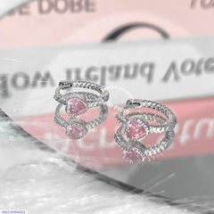 Pink love Zircon twist Ear Buckle Niche