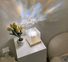Dynamic Rotating Water Ripple Night Light 3 Colors Flame Crystal Lamp