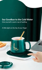 Electric Heated Coffee Mug With Temperature Controlled Pad | Heating Coaster For Home Office Milk Tea Water Heating Mat Smart Thermostatic Warmer Pad