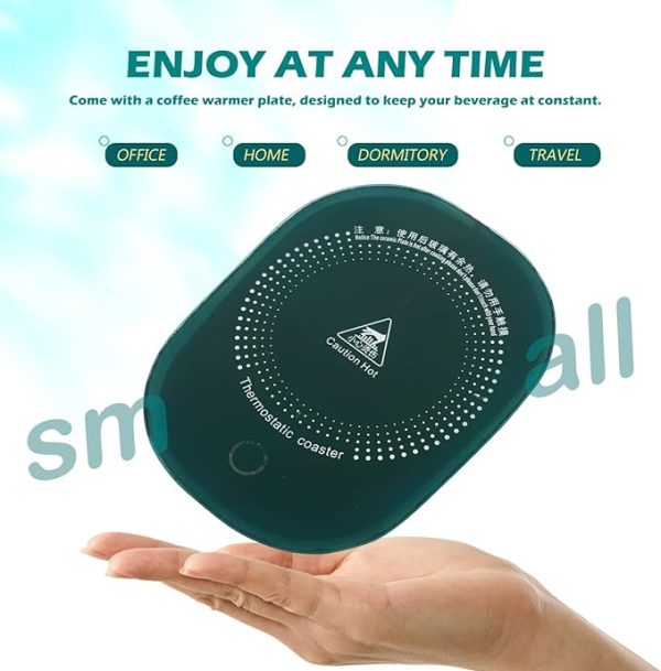 Electric Heated Coffee Mug With Temperature Controlled Pad | Heating Coaster For Home Office Milk Tea Water Heating Mat Smart Thermostatic Warmer Pad