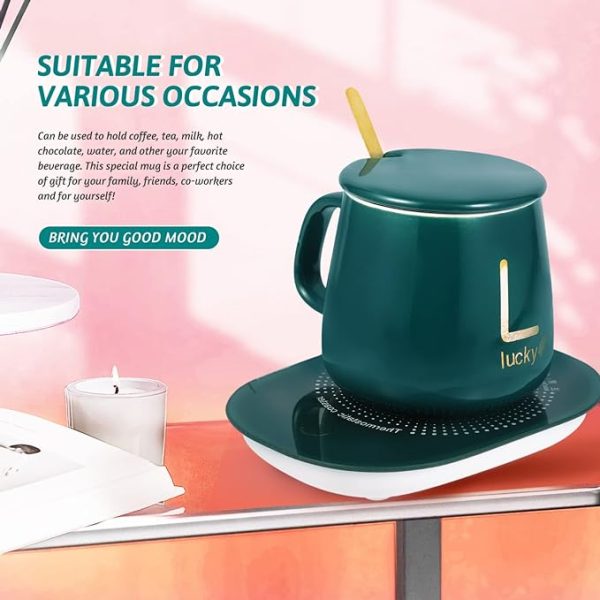 Electric Heated Coffee Mug With Temperature Controlled Pad | Heating Coaster For Home Office Milk Tea Water Heating Mat Smart Thermostatic Warmer Pad