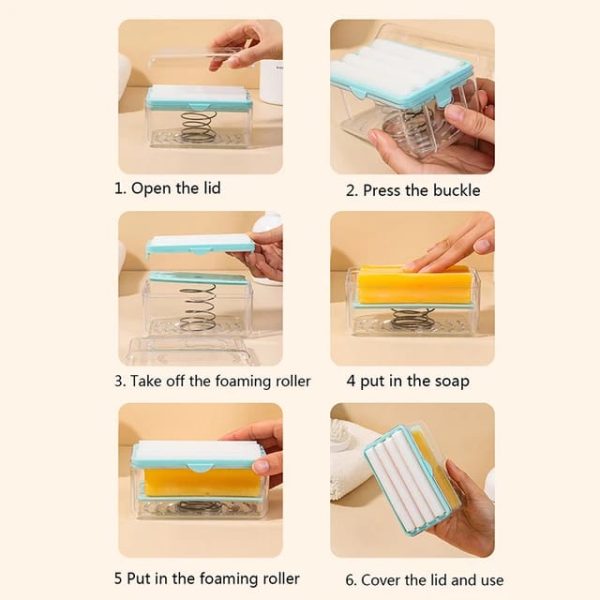 Multifunction Foaming Soap Dish With Drain Soap Box With Bubbler Suitable For Laundry Soap Holder (random Color)