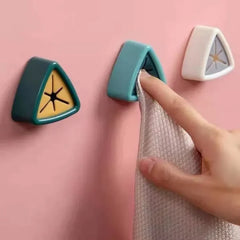 (Pack Of 4) Towel And Rag Storage Plug Punch Free Towel Plug Holder Kitchen Bathroom Triangle Towel Plug Holder/ Bathroom Organizer Self Adhesive Wall Mount Push In Hook (random Color)