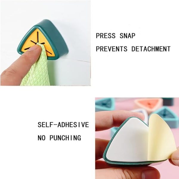 (Pack Of 4) Towel And Rag Storage Plug Punch Free Towel Plug Holder Kitchen Bathroom Triangle Towel Plug Holder/ Bathroom Organizer Self Adhesive Wall Mount Push In Hook (random Color)