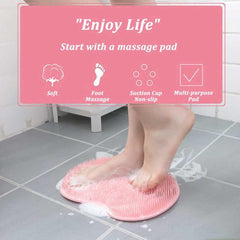 Shower Foot & Back Scrubber Mat, Wall Stick Suction Silicone Bathroom Scrubber (random color)