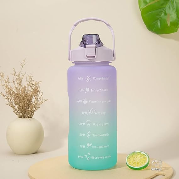 Gradient Sports Water Bottle - 2L, Leakproof, with Straw & Time Marker
