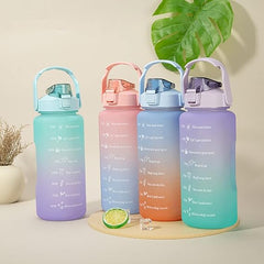Gradient Sports Water Bottle - 2L, Leakproof, with Straw & Time Marker