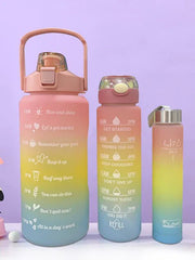 Three-piece Motivational Sports Water Bottles Set (2000ml, 850ml, 350ml)(random Color)
