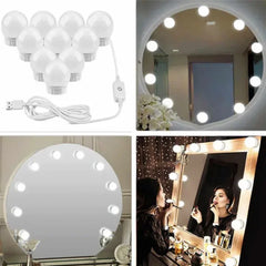 Vanity Mirror Fill Light Adjustable Luminance 3 Colors Led Usb Wall Bulbs String For All Pretty 3 Colors Dimmable Vanity Light (10 Bulbs)